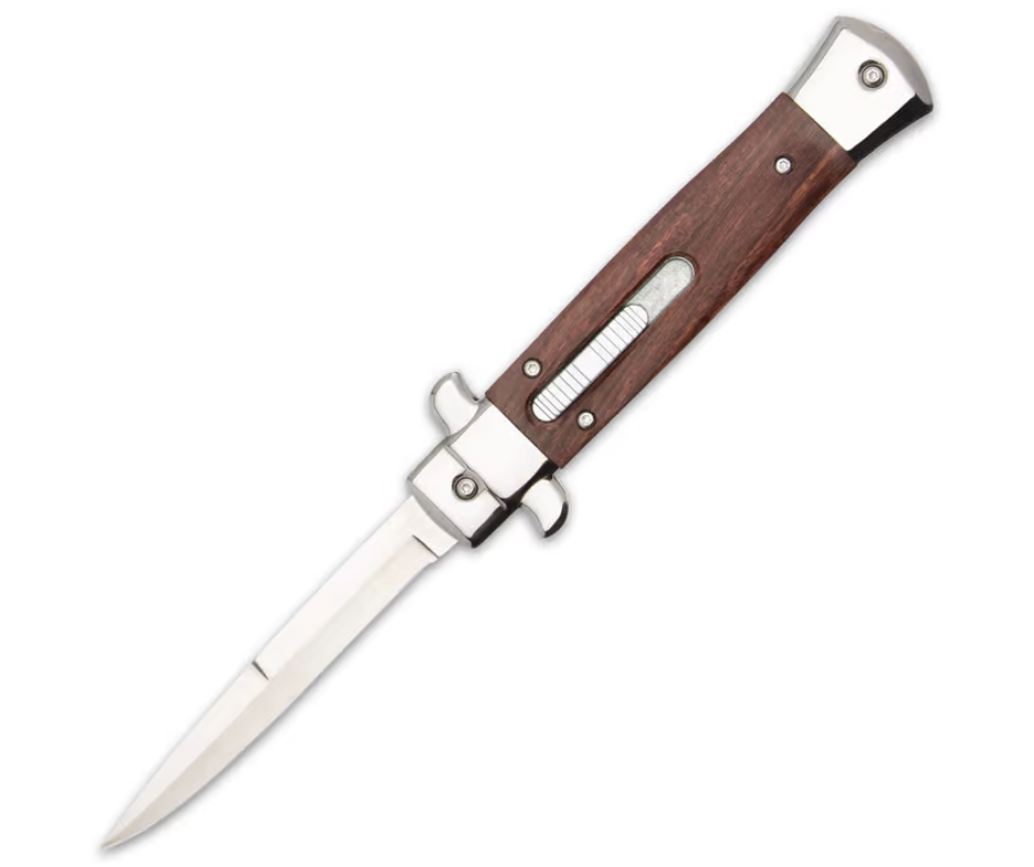 9" Wooden Stiletto Automatic OTF Knife - AnyTime Blades