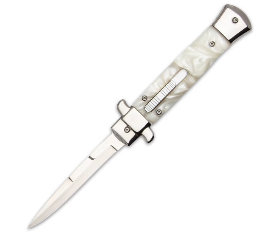9" Pearl Stiletto Automatic OTF Knife - AnyTime Blades