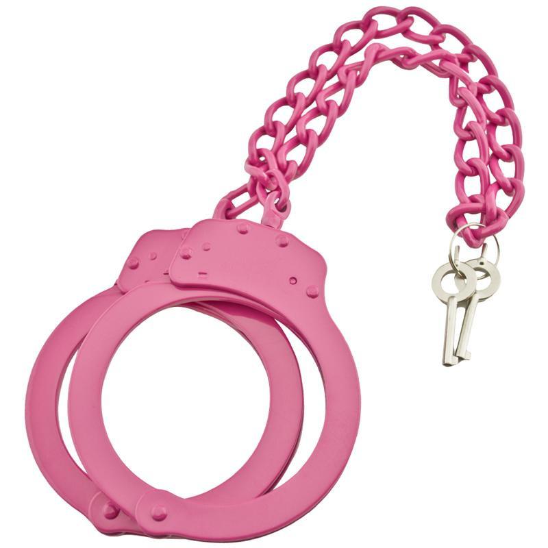 Pink Security Issue Leg Cuffs Forged From Solid Steel - AnyTime Blades
