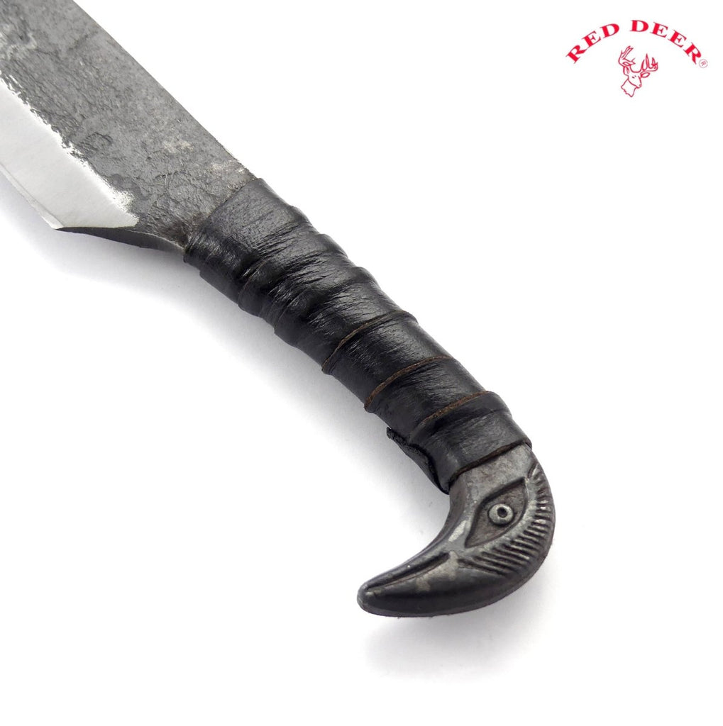 10.75'' Full Tang Hunting Knife With Leather Wrapped Handle and Case Railroad Spike - AnyTime Blades