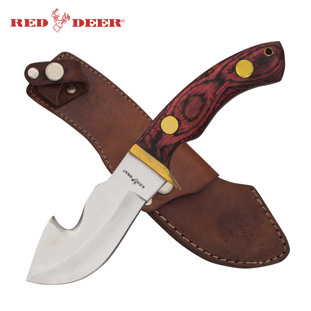 Red Deer® Hunting Knife with Sheath (Violet Red) - AnyTime Blades