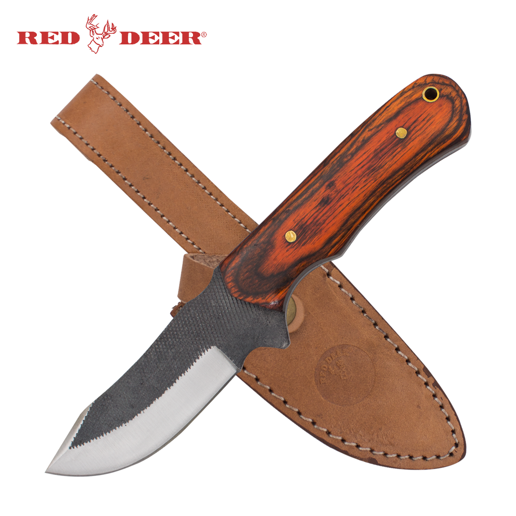 Pakka Hunter Red Deer® Full Tang File Steel Nessmuk Back Pakka Wood Hunting Knife - AnyTime Blades