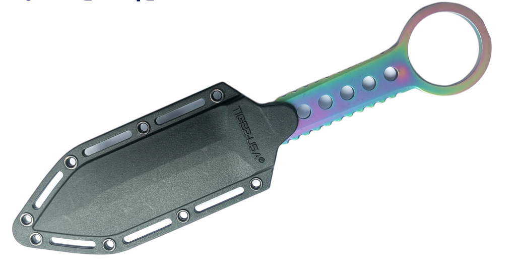 8" Double Edge Rainbow Tactical Boot Knife - AnyTime Blades
