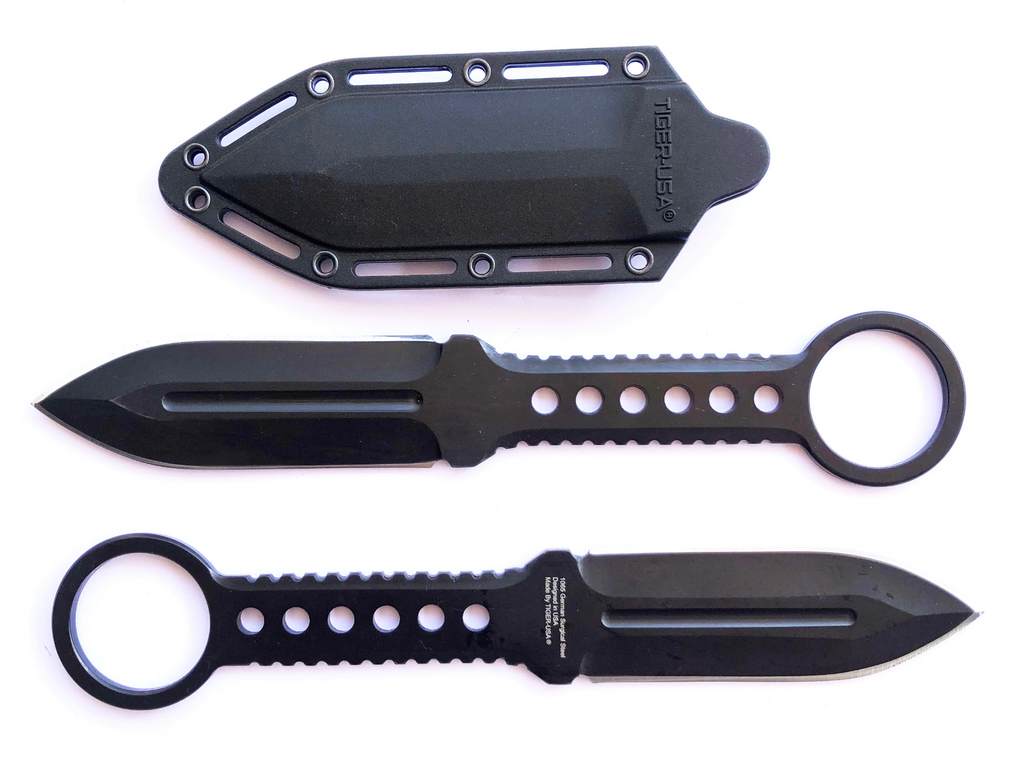 8" Double Edge Black Tactical Boot Knife - AnyTime Blades