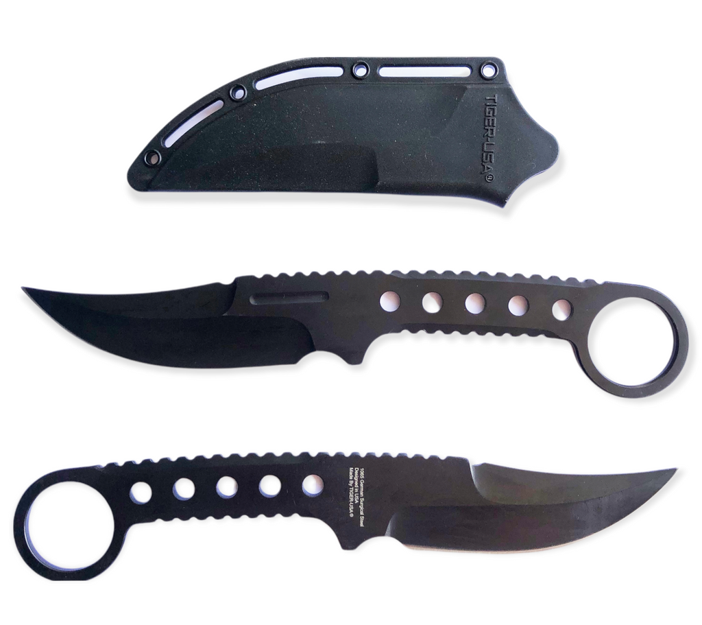 8.25" Single Edge Black Tactical Boot Knife - AnyTime Blades