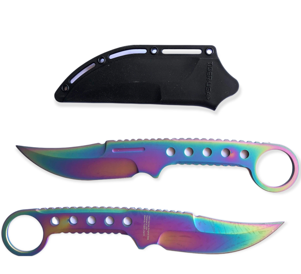 8.25" Single Edge Rainbow Tactical Boot Knife - AnyTime Blades