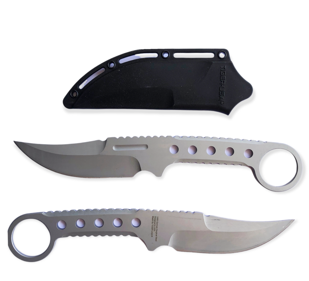 8.25" Single Edge Silver Tactical Boot Knife - AnyTime Blades