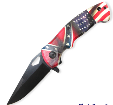 7.75" Spring Assisted Opening Flag Pocket Knife - AnyTime Blades