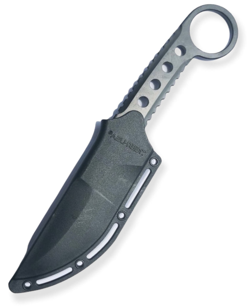 8.25" Single Edge Black Tactical Boot Knife - AnyTime Blades