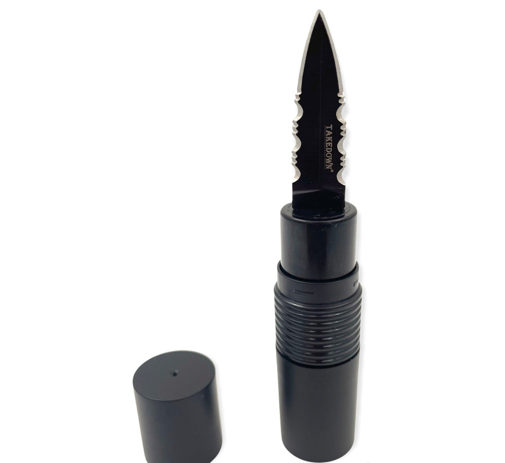4.5 Inch Pucker-Up Lipstick Hidden Knife Black - AnyTime Blades
