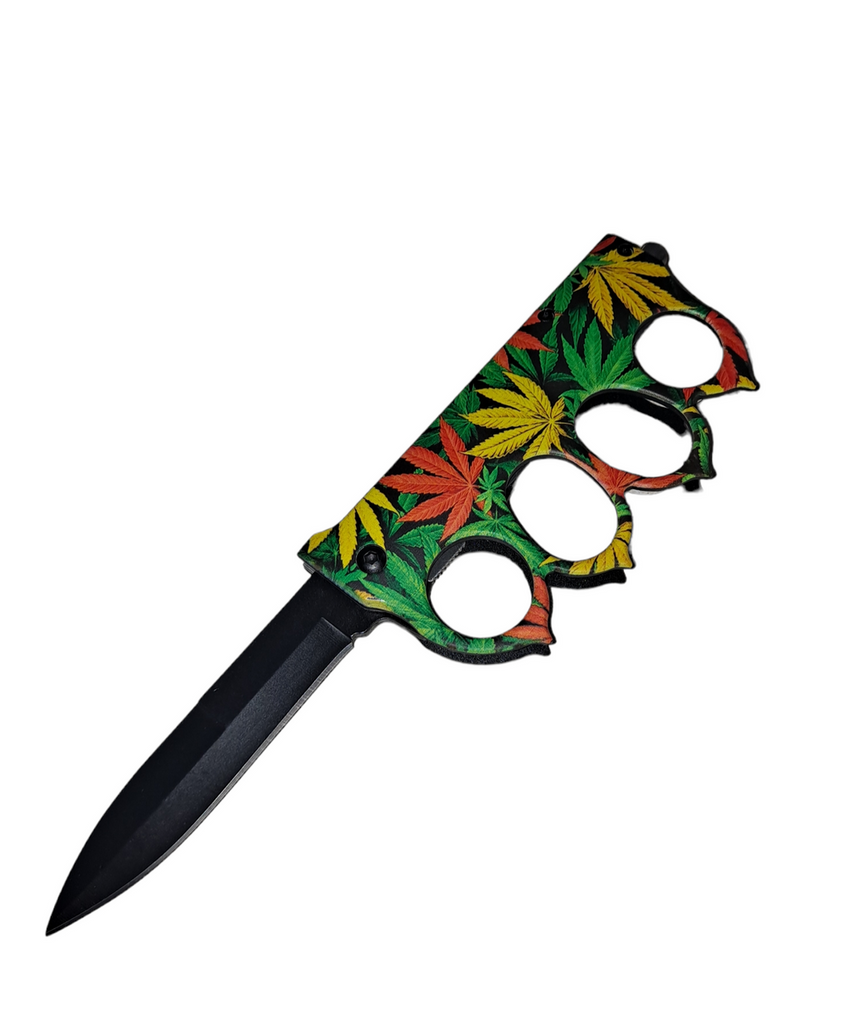 Rasta Leaf Folding Trench Knife - AnyTime Blades