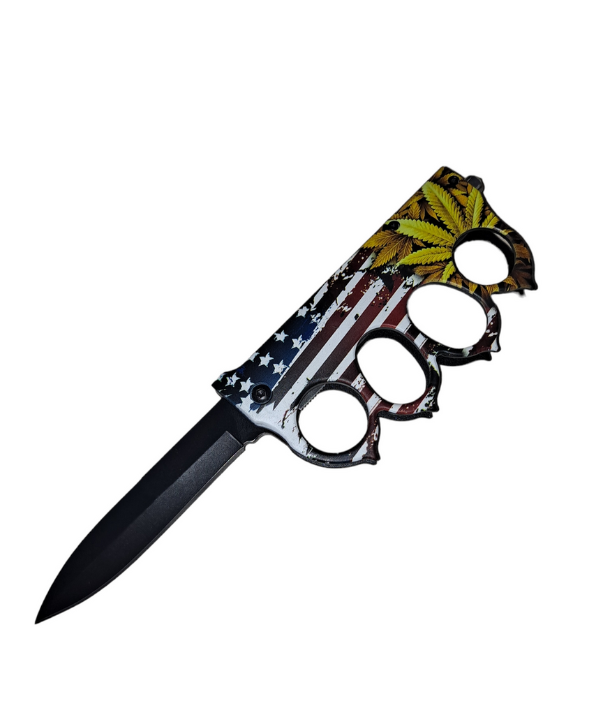 Rasta Leaf Folding Trench Knife - AnyTime Blades