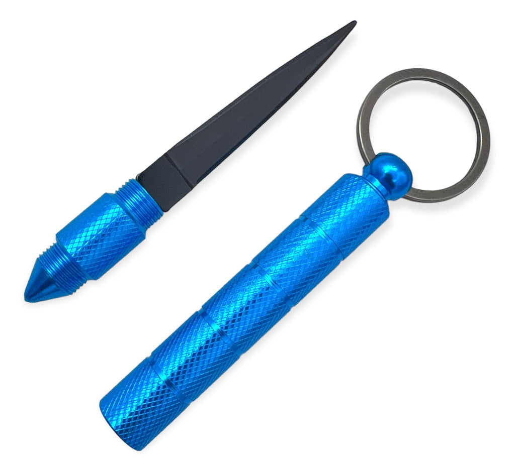 Kubotan Keychain Hidden Knife - Blue - AnyTime Blades