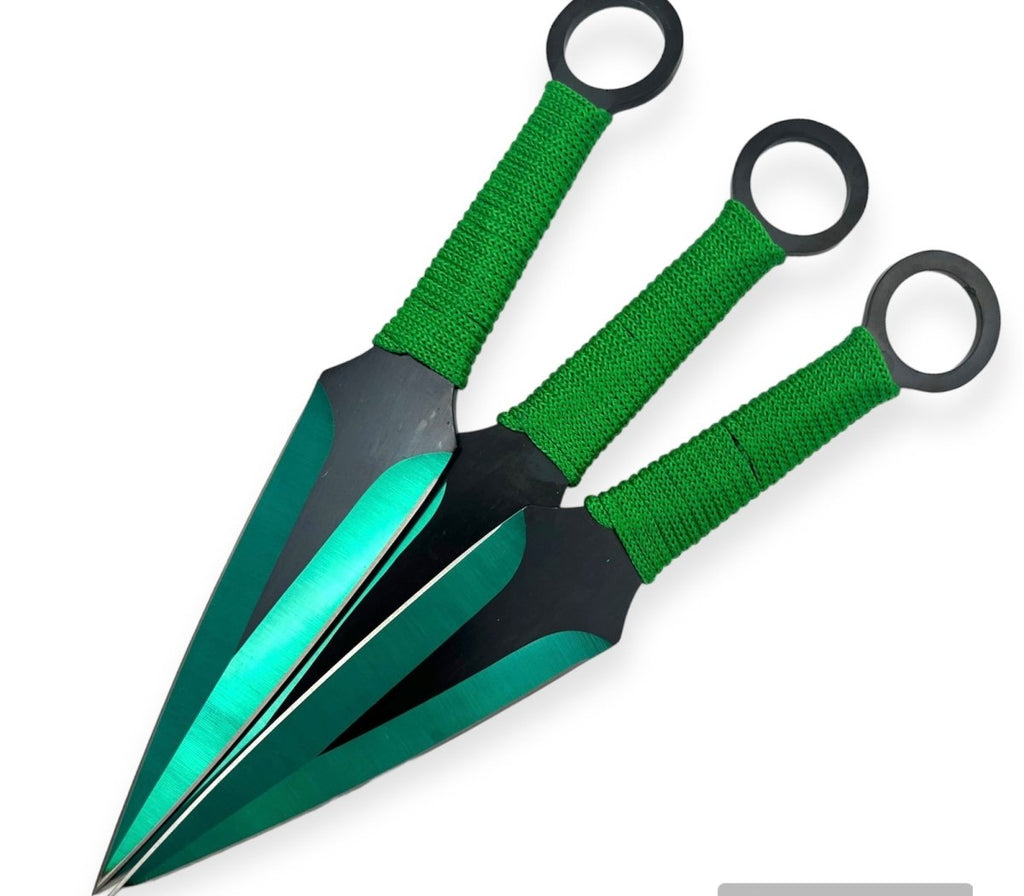 3 PC TACTICAL METAL THROWING KNIFE SET w/ SHEATH Combat Kunai Ninja Knives Case - AnyTime Blades