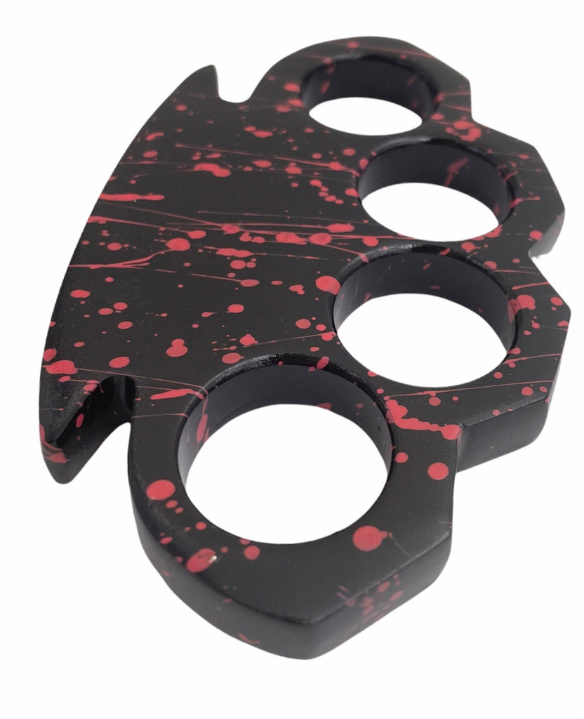 Brass Knuckles Camo Paint Splatter BLACK AND RED - AnyTime Blades