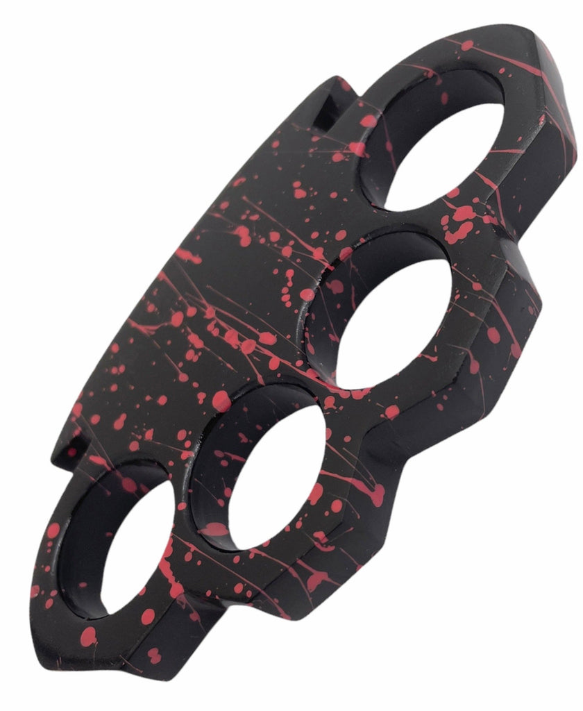 Brass Knuckles Camo Paint Splatter BLACK AND RED - AnyTime Blades