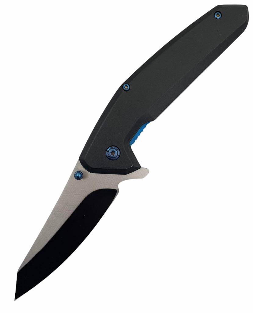 8" Black Spring Assisted Folding Tanto Blade Pocket Knife - AnyTime Blades