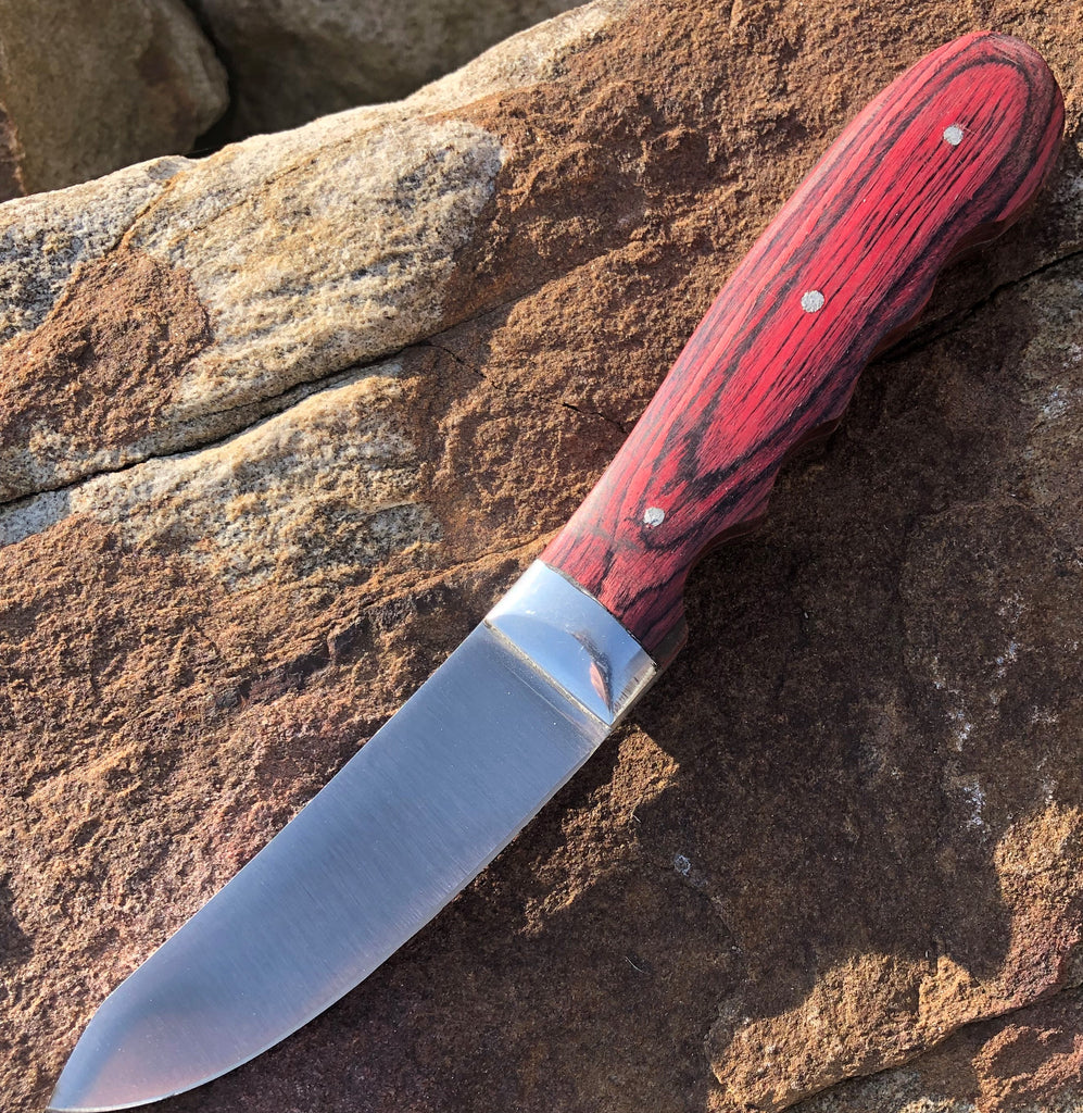 Red Deer Full Tang Red Pakka Wood 8 Inch Hunting Knife - AnyTime Blades