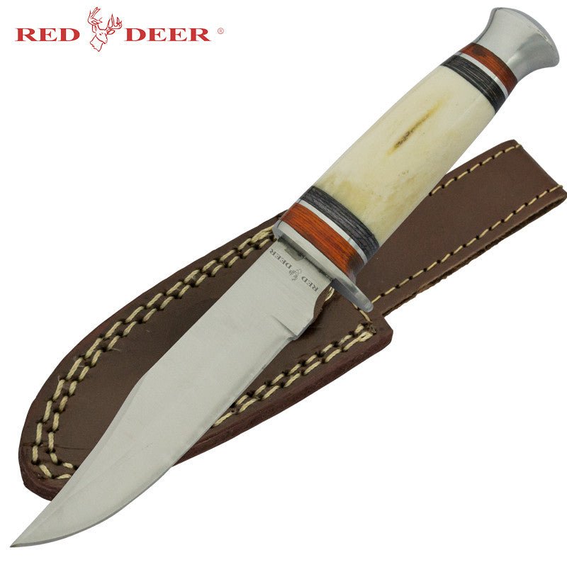 10" Fixed Blade Hunting Knife with Animal Bone Handle - AnyTime Blades