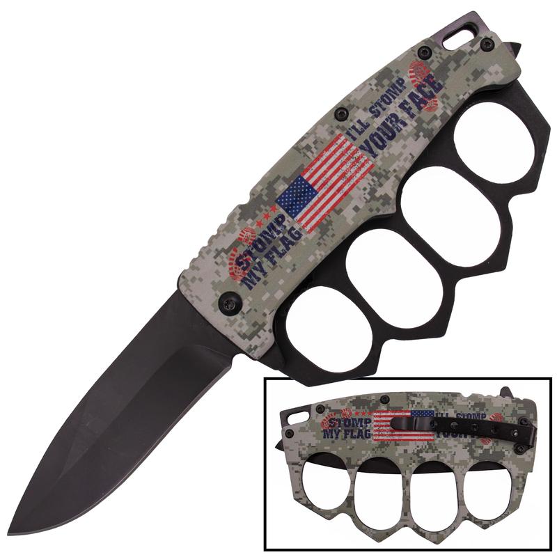 Tiger-USA Spring Assisted Trench Knife - XXL Finger Holes Available in 4 Colors!!! - AnyTime Blades