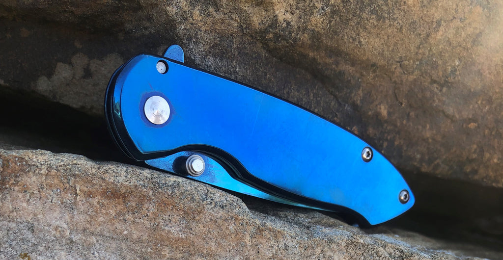 Spring Assisted Folding Knife - Blue - AnyTime Blades