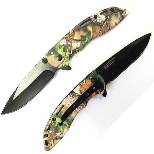Spring Assisted Folding Knife - Camo - AnyTime Blades