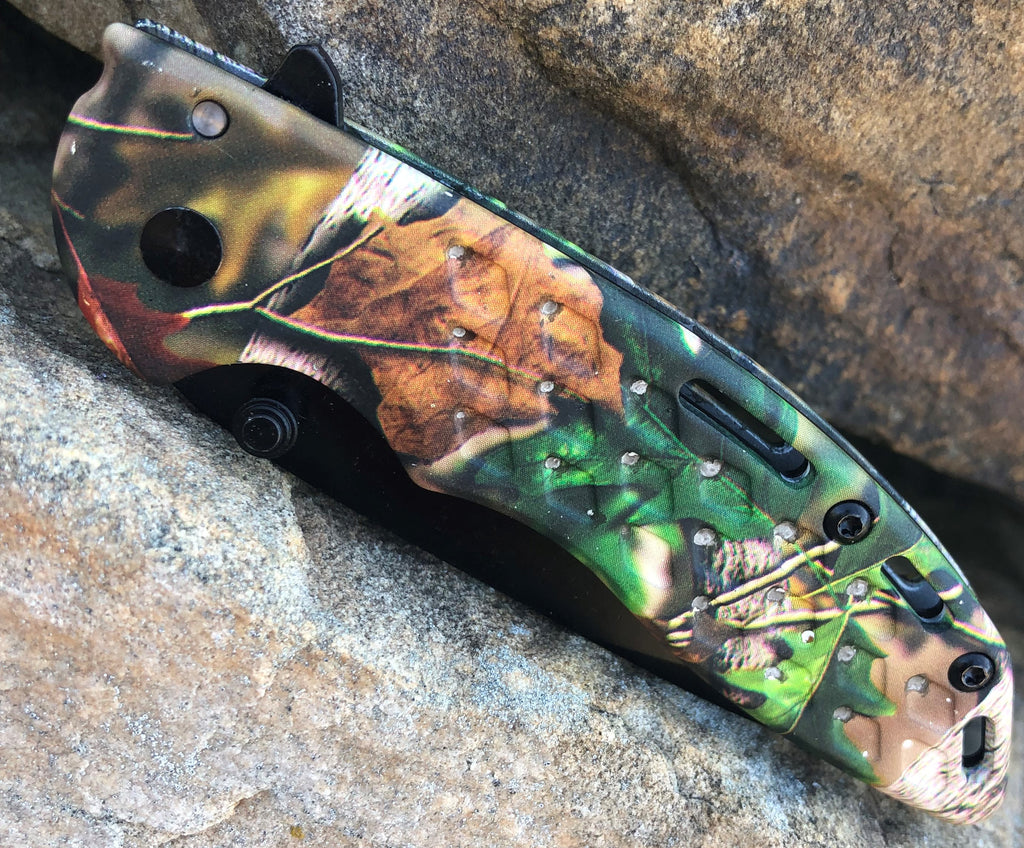 Spring Assisted Folding Knife - Camo - AnyTime Blades