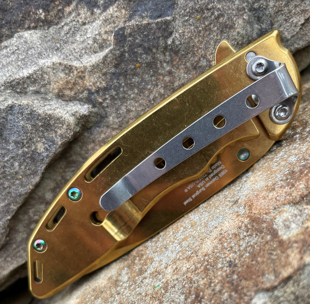 Spring Assisted Folding Knife - Gold - AnyTime Blades