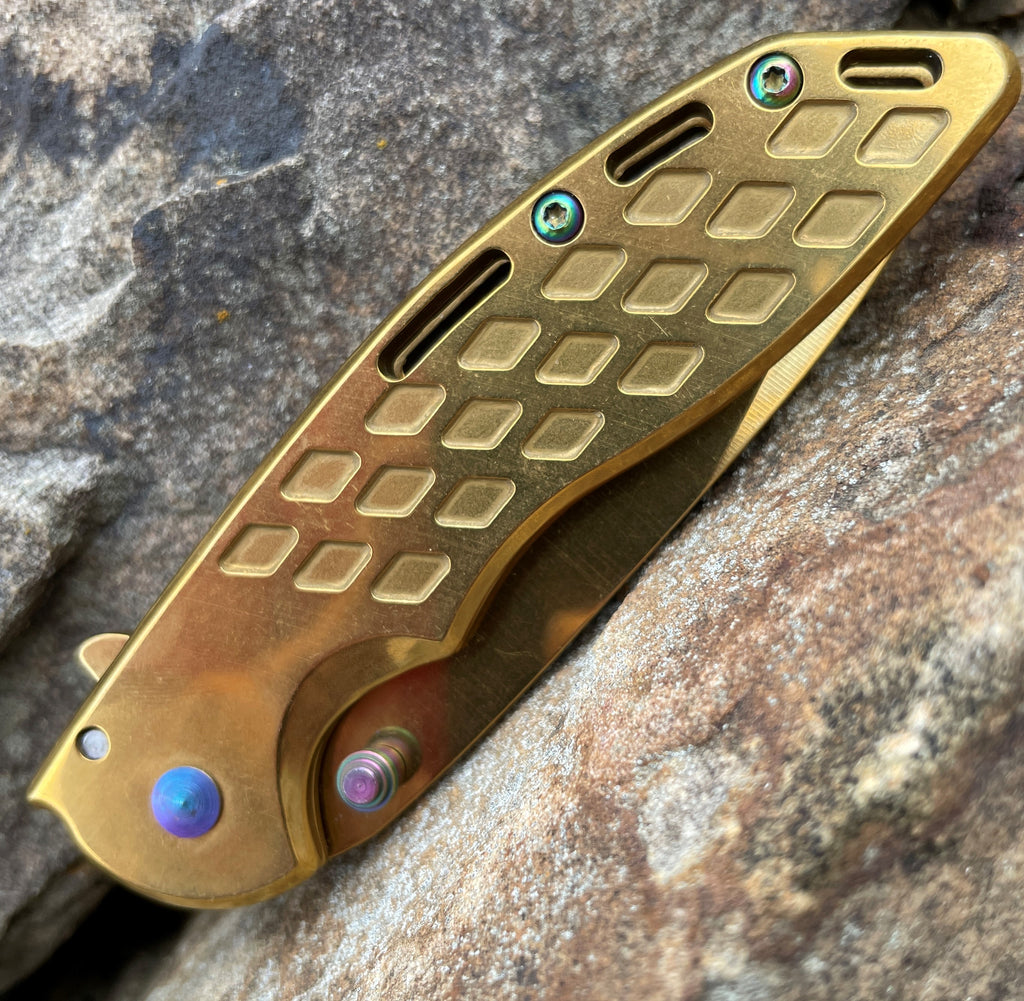 Spring Assisted Folding Knife - Gold - AnyTime Blades