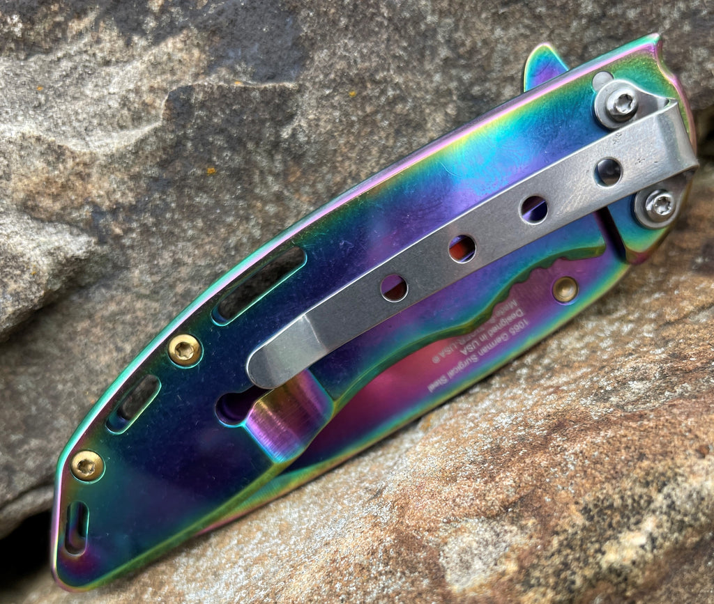 Spring Assisted Folding Knife - Rainbow - AnyTime Blades