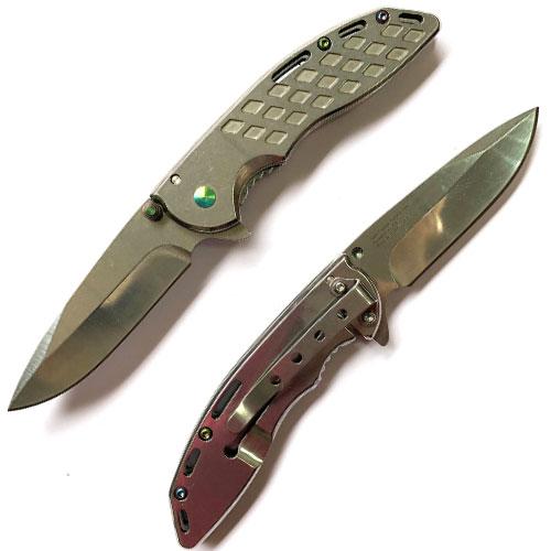 Spring Assisted Folding Knife - Silver - AnyTime Blades