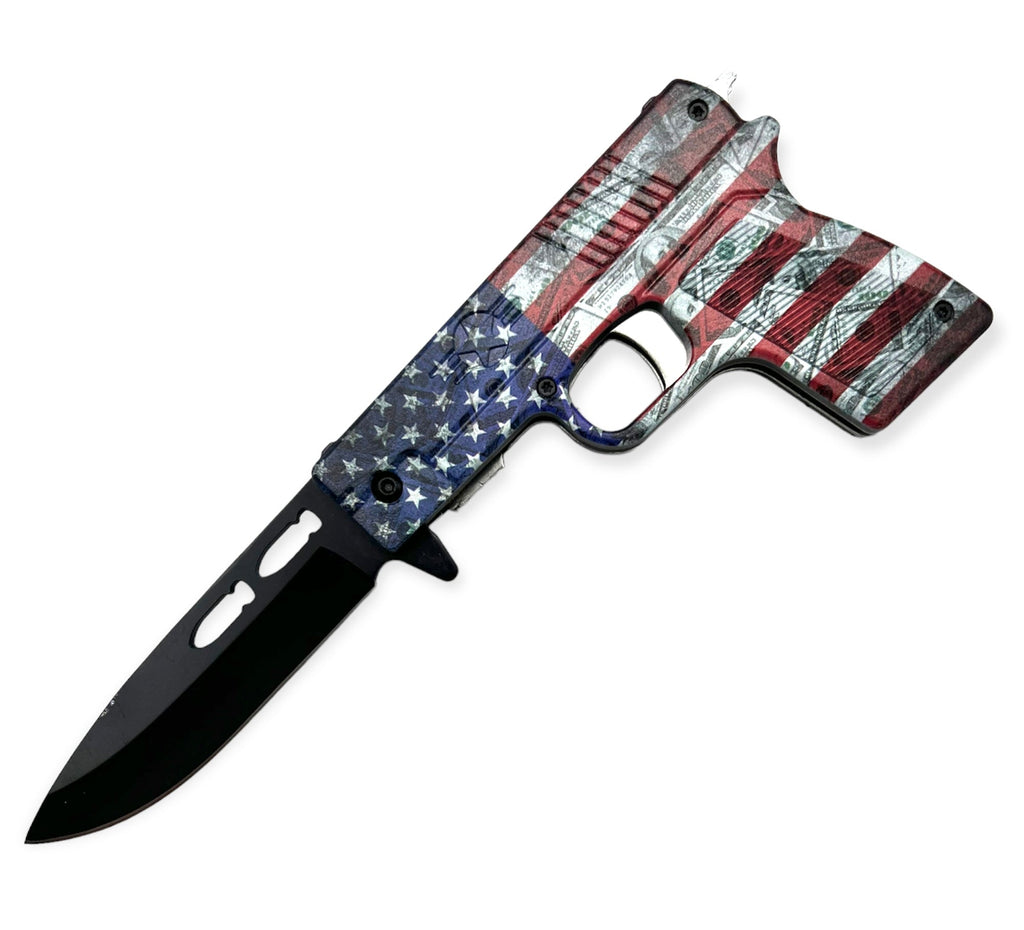 American Flag Money Pistol Knife - AnyTime Blades