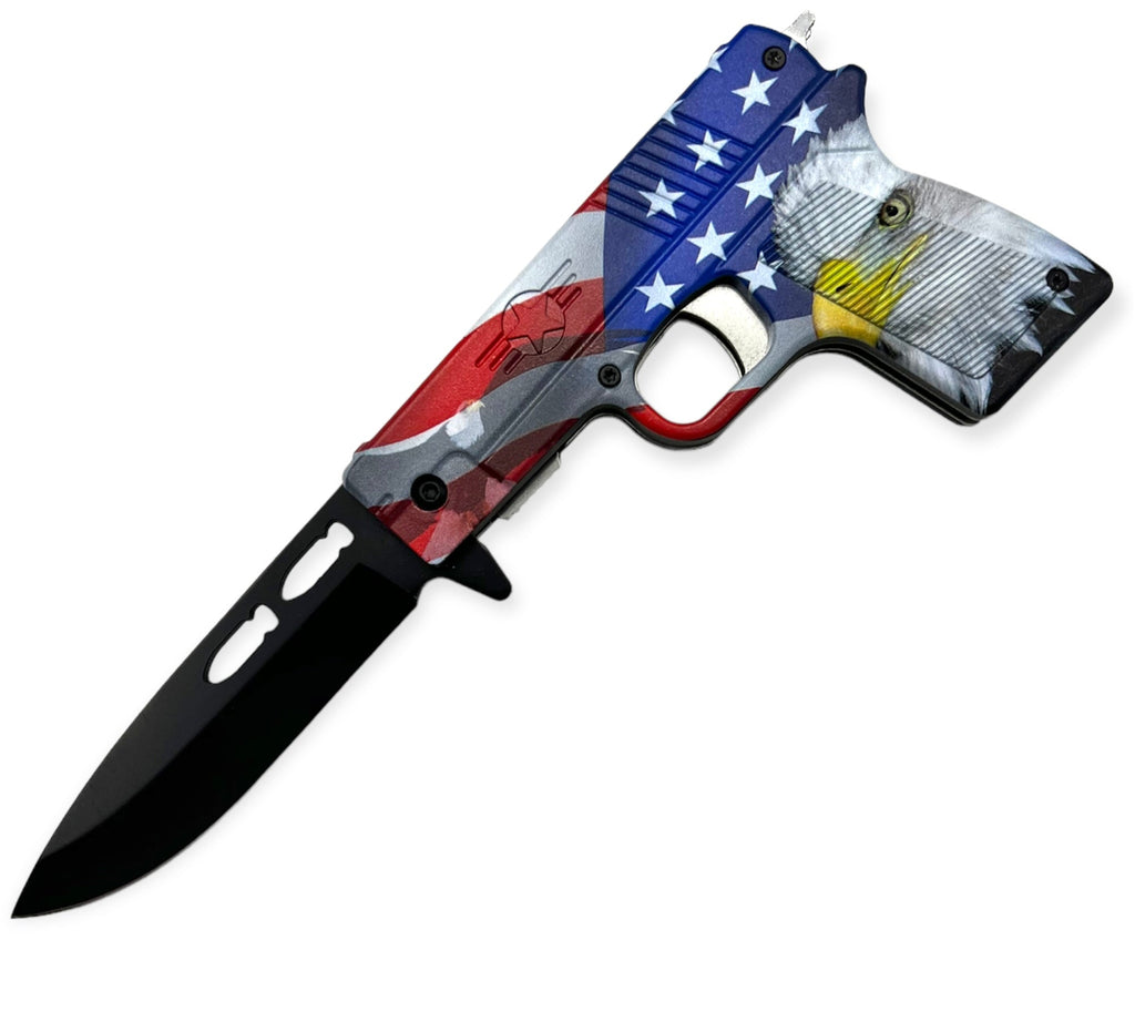 American Flag Eagle Pistol Knife - AnyTime Blades