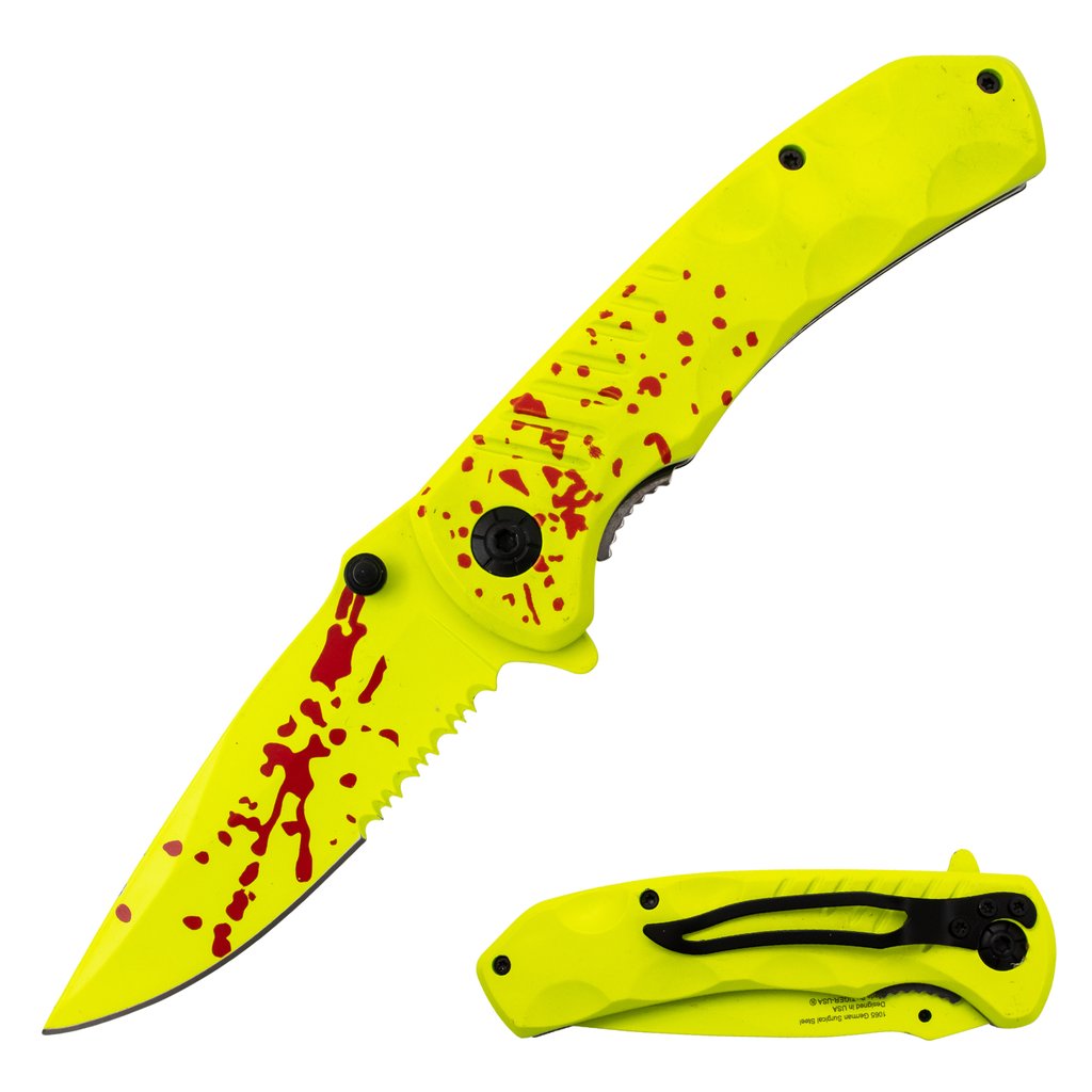 Tiger USA Yellow Rescue Knife with Liner Lock - AnyTime Blades