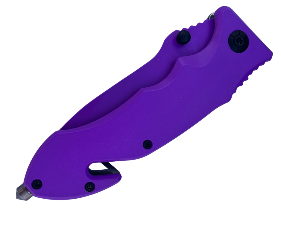 8.5" Purple Spring Assisted Rescue Knife - AnyTime Blades