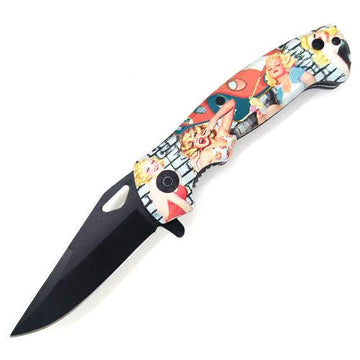 7.75" Hot Girl Clip Point Spring Assisted Folding Knife - AnyTime Blades