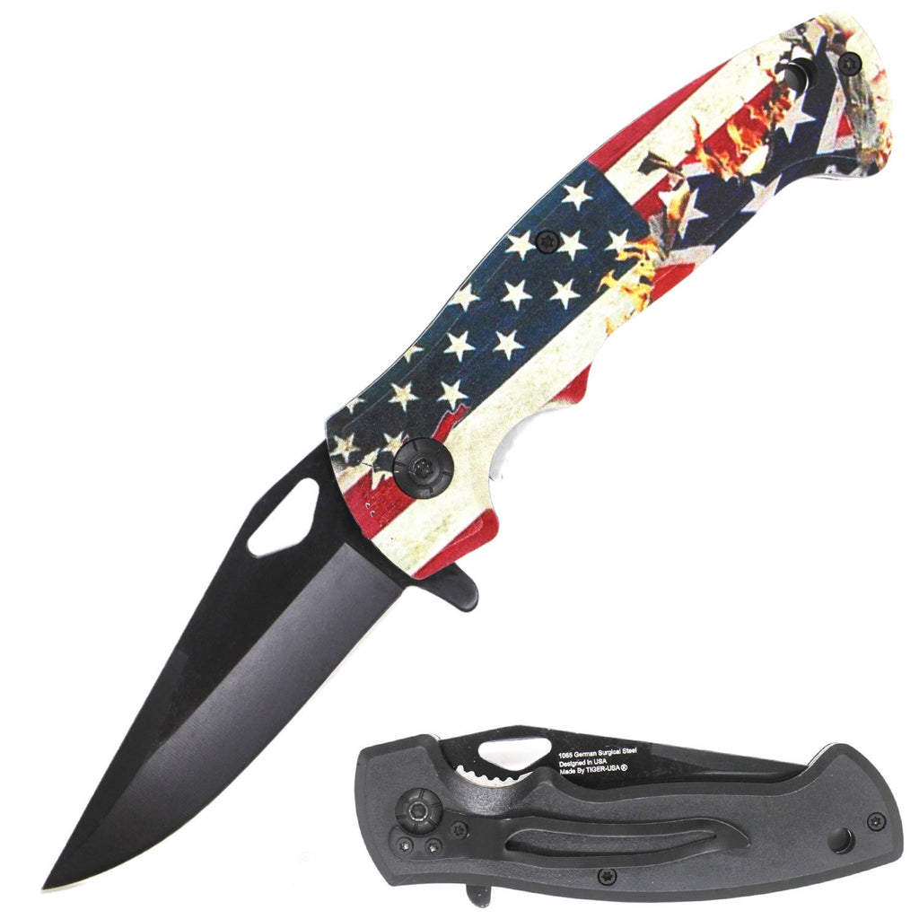 Assisted Opening Flag Pocket Knife - AnyTime Blades