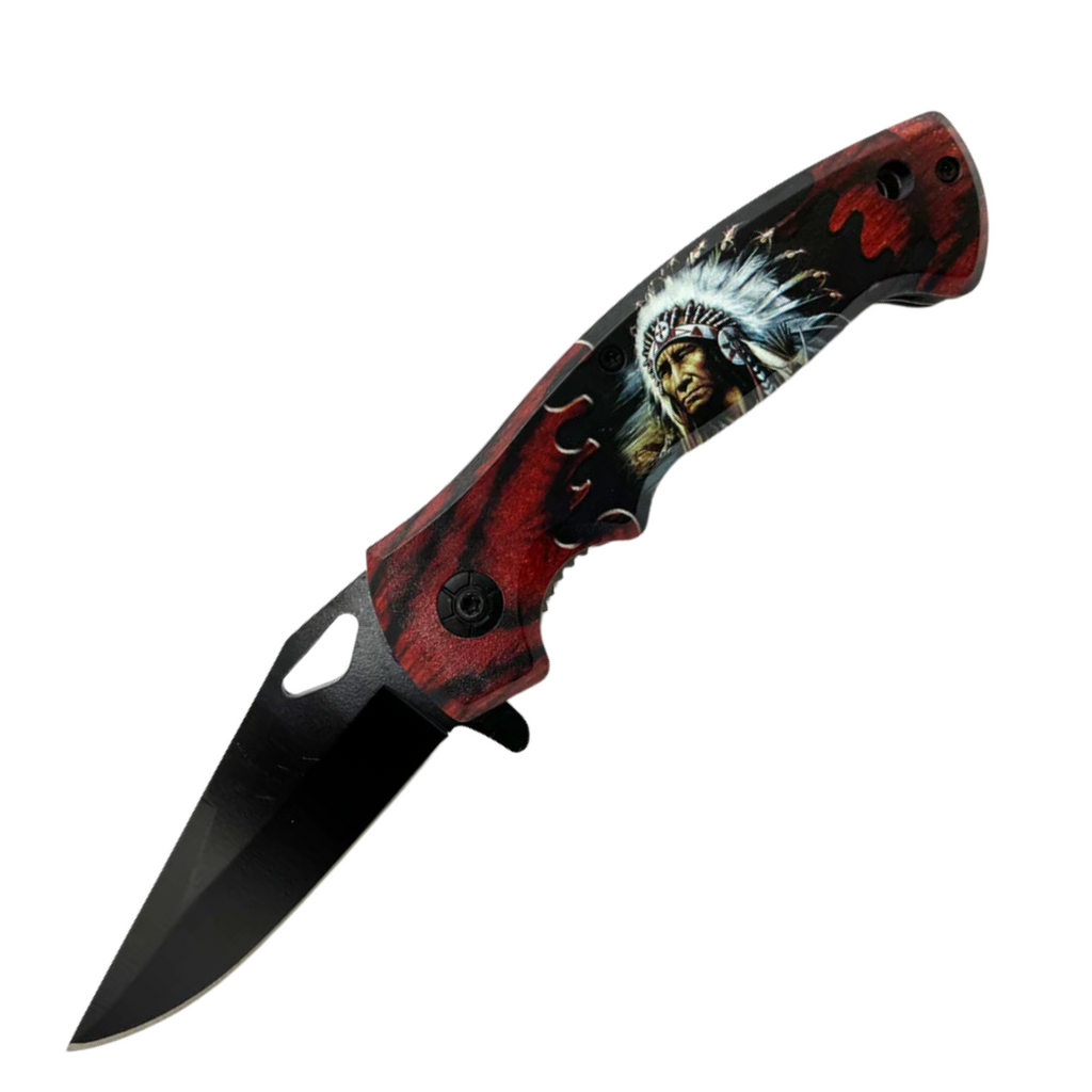 8" Spring Assisted Opening Folding EDC Pocket Knife Trailing Point Blade Novelty Handles - AnyTime Blades