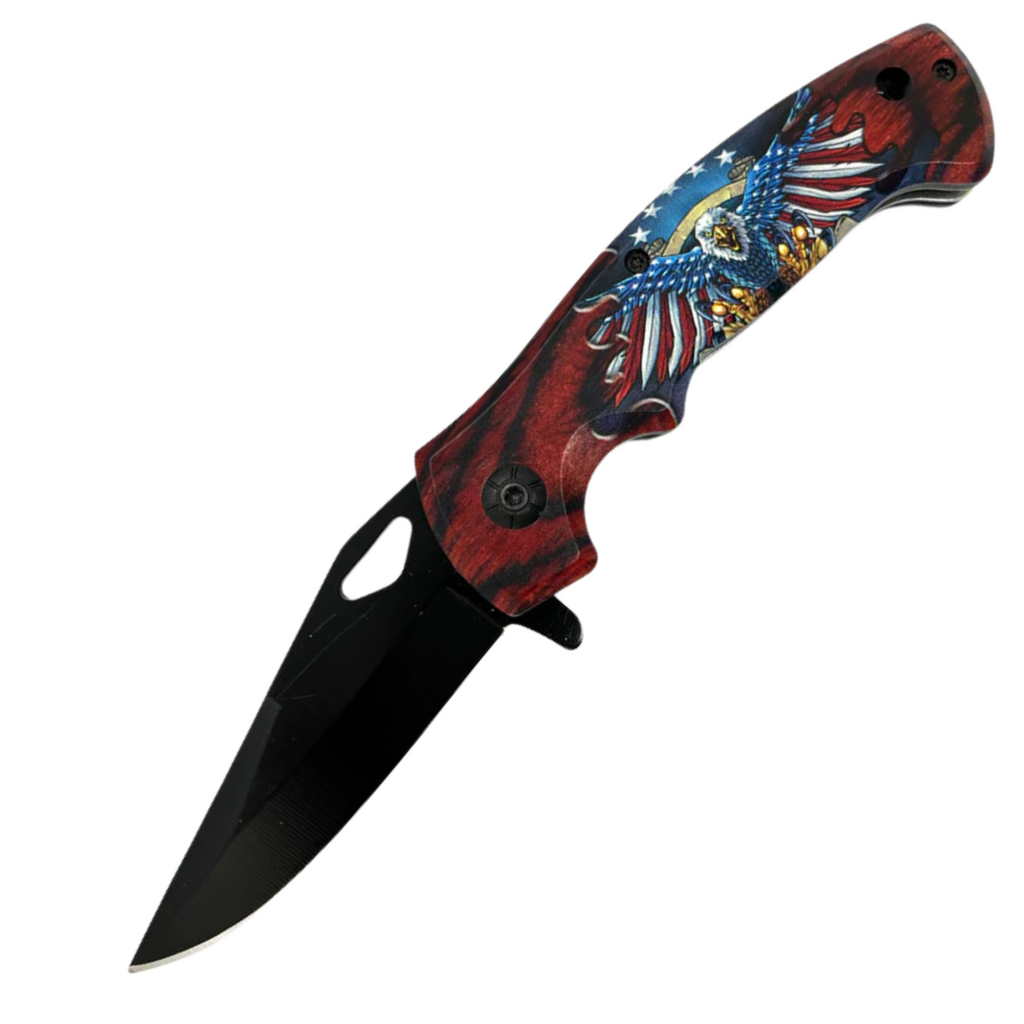 8" Spring Assisted Opening Folding EDC Pocket Knife Trailing Point Blade Novelty Handles - AnyTime Blades