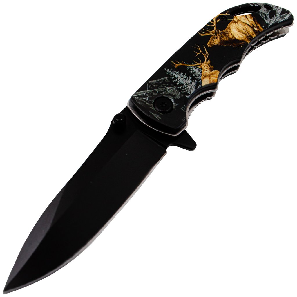 Tiger USA Folding Pocket Knife with Deer on the Handle - AnyTime Blades