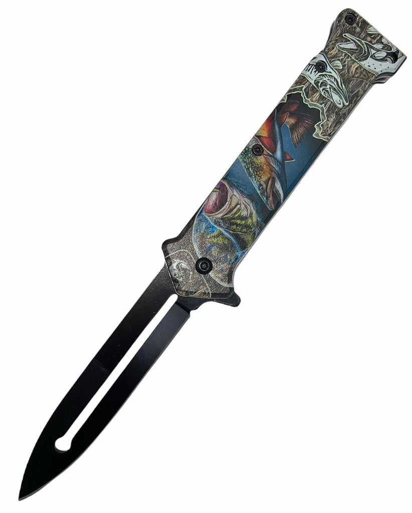 8" Spring Assisted Open Joker Style Pocket Knife Fish Handle 3 - AnyTime Blades