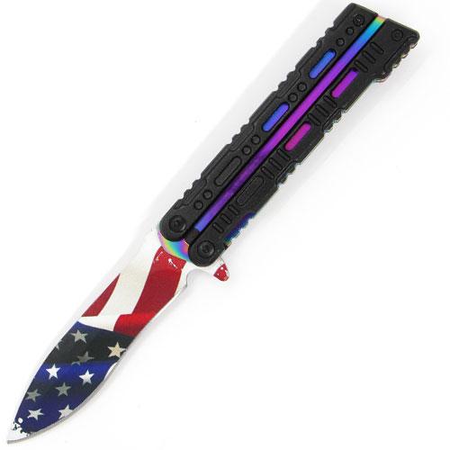 Cutterfly Spring Assisted Knife - American Flag - AnyTime Blades