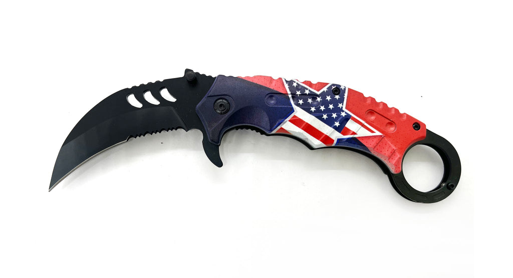 American Flag Star  Karambit Pocket Knife - AnyTime Blades