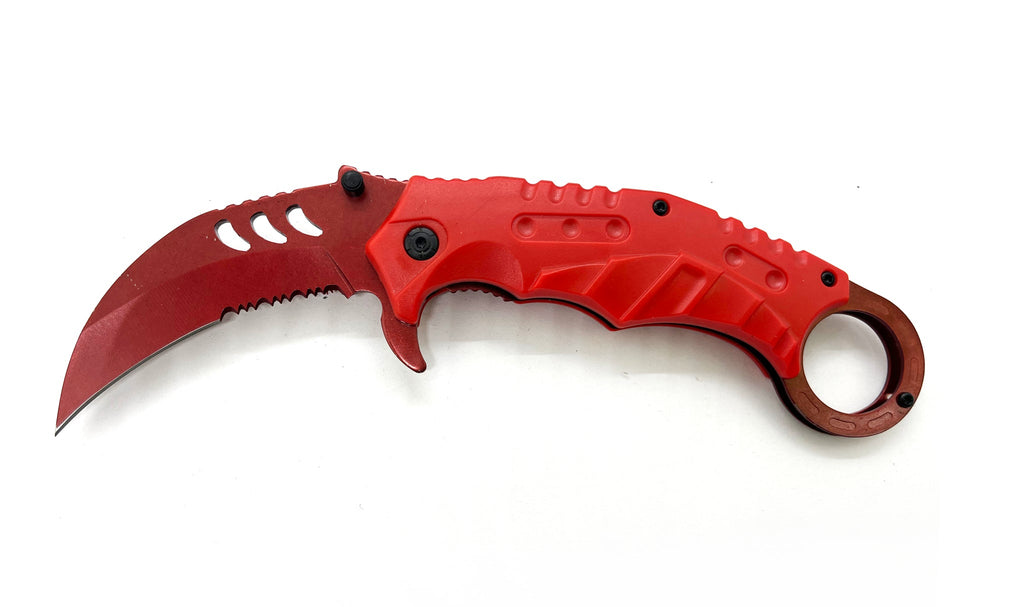 Red Karambit Pocket Knife - AnyTime Blades