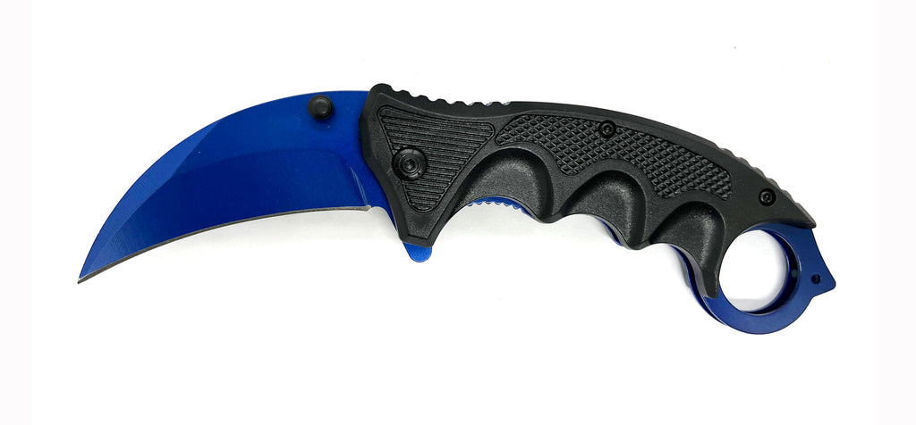 Black and Blue Karambit Folding Pocket Knife
