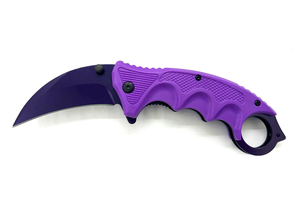 Purple Karambit Folding Pocket Knife