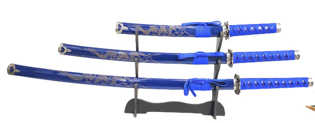 3 PC Katana Sword Set Dragon - AnyTime Blades