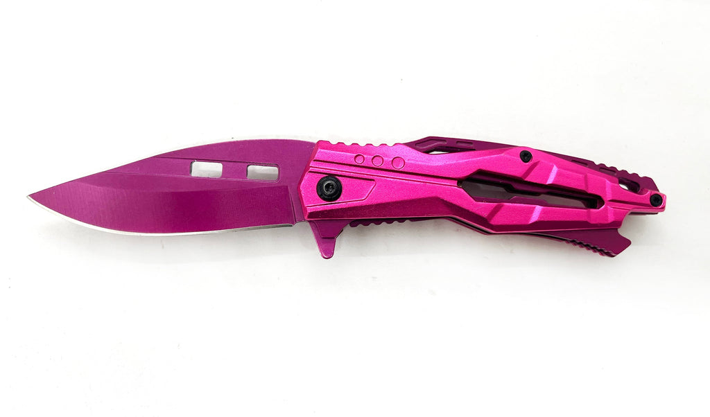 7.75" Pink Spring Assisted Pocket Knife - AnyTime Blades