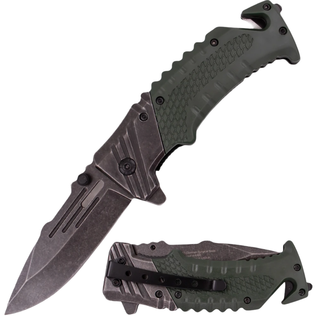 7" Tiger-USA Ergonomic Grip Stonewashed Spring Assisted Knife Available in 8 Colors!!! - AnyTime Blades