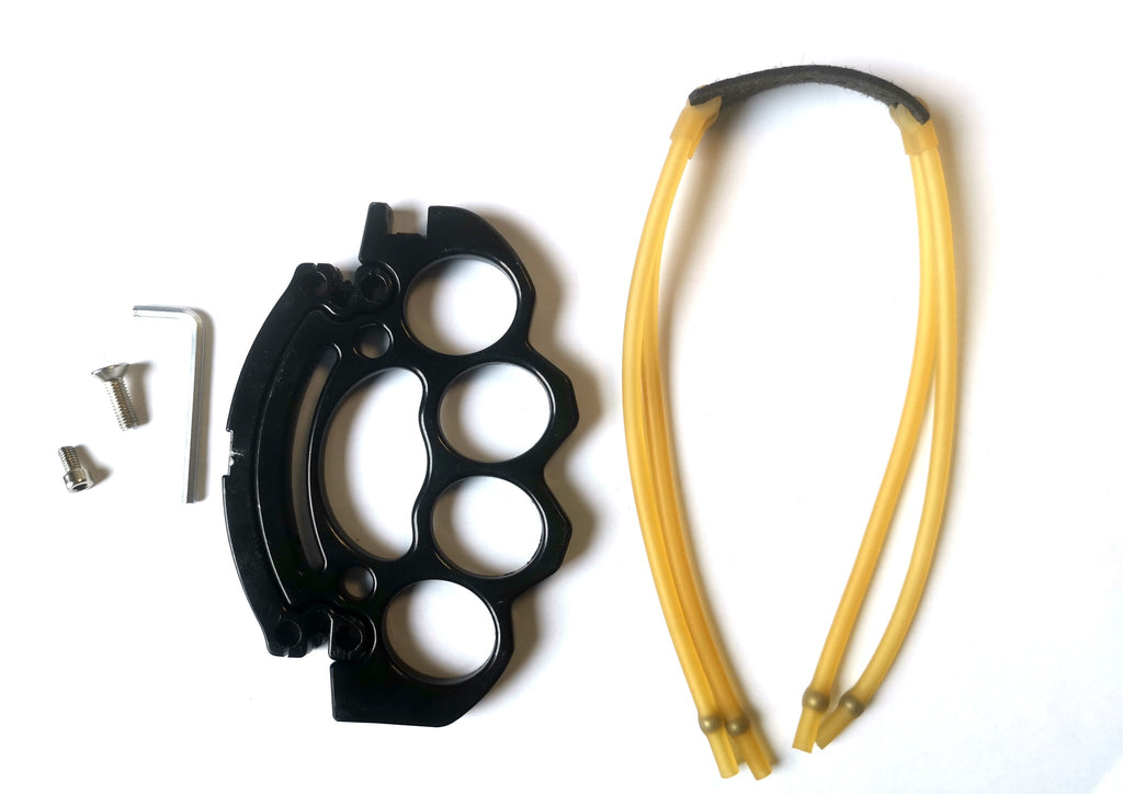 Black Brass Knuckles with Slingshot - AnyTime Blades